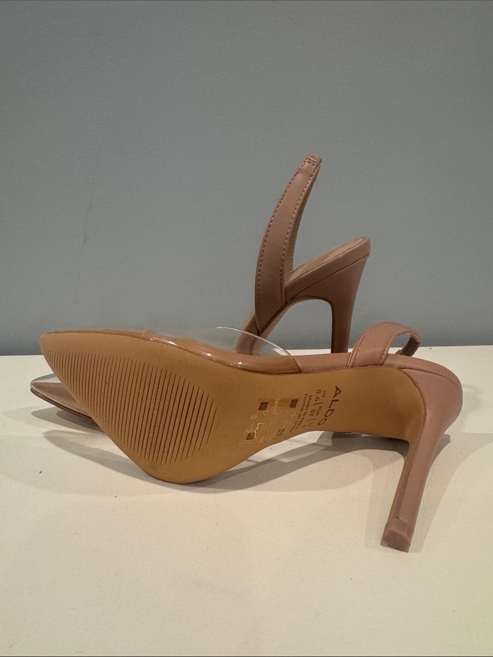 Aldo Nude Pointed-Toe Clear Slingback Heels - Picture 4 of 4